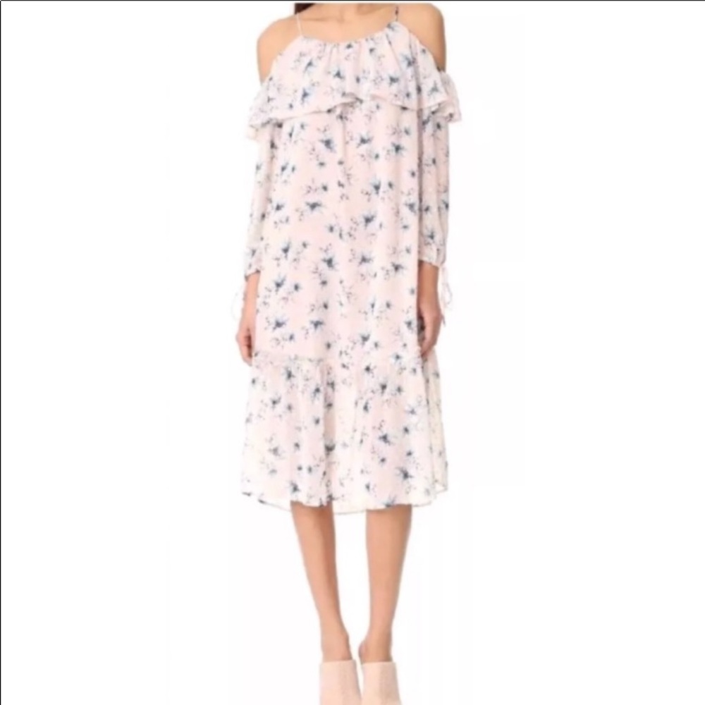 🎄Anthropologie • Moon River • Cold Shoulder Floral Dress • M